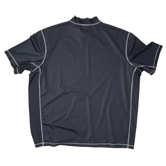 Lands End Mens XXL 2XL 50-52 Mock Neck Rash Guard Swim Shirt Black Short Sleeve - Picture 2 of 11